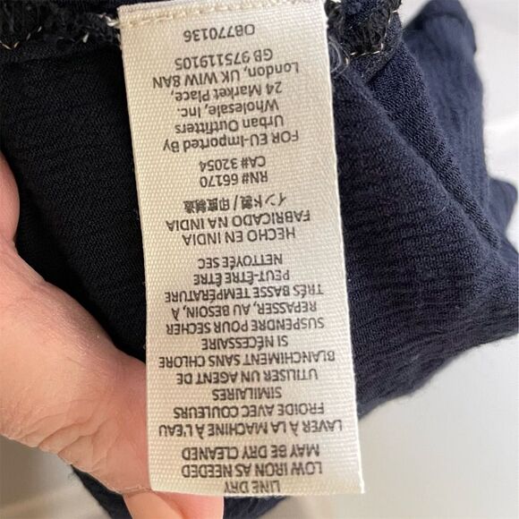 Free People Wind Willow Embroidered Boho V-Neck Tassel Mini Dress S Black - Picture 5 of 5